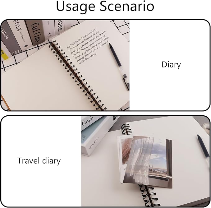 BGJRBY Spiral Sketch Book Large Notebook（Built-in drawing board） Kraft Cover Blank Sketch Pad Wirebound Sketching for Drawing Painting 8.6x11.4-Inch (1 Pack) 200 Pages, 100 Sheets