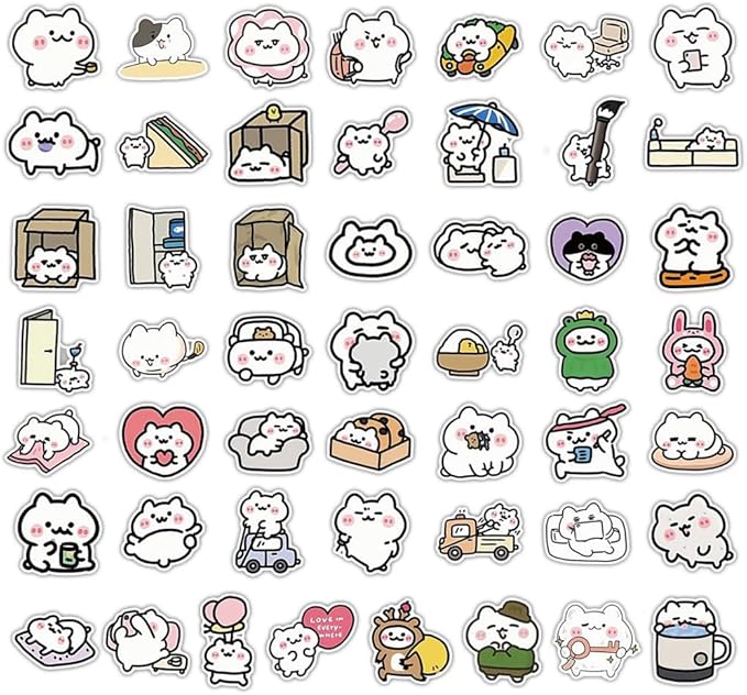 50Pcs Waterproof Vintage Stickers,Scrapbooking Supplies Kit,Aesthetic Decorative Craft Sticker for Planner, Bullet Journaling, Junk Journal, Water Bottles, Laptop, Retro Craft.White Cat