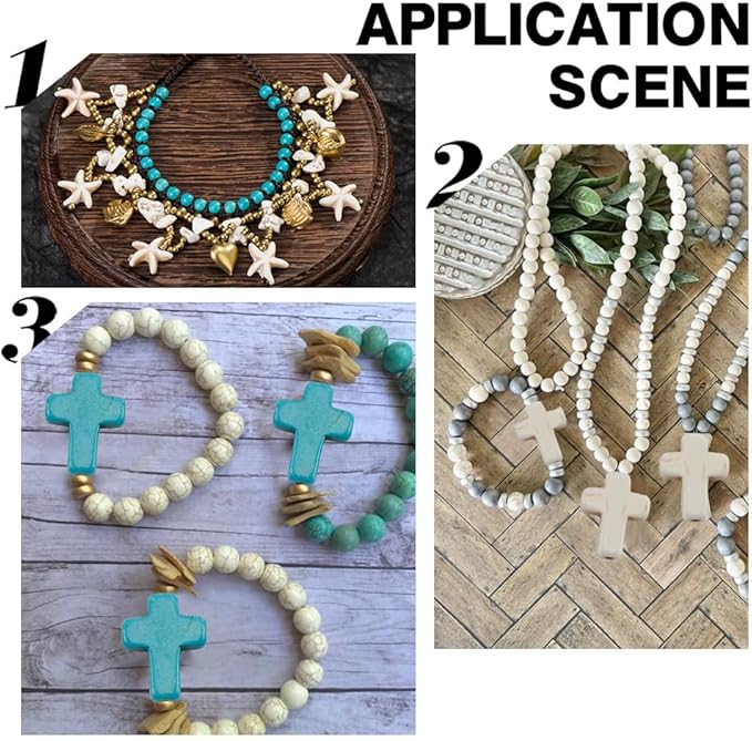 arricraft 90 Pcs Assorted Synthetic Turquoise Beads, 8 Styles Ocean Animal Spacer Beads Loose Skull Beads Starfish Beads Sea Turtle Beads Cross Beads for Bracelets Earrings DIY Jewelry Making