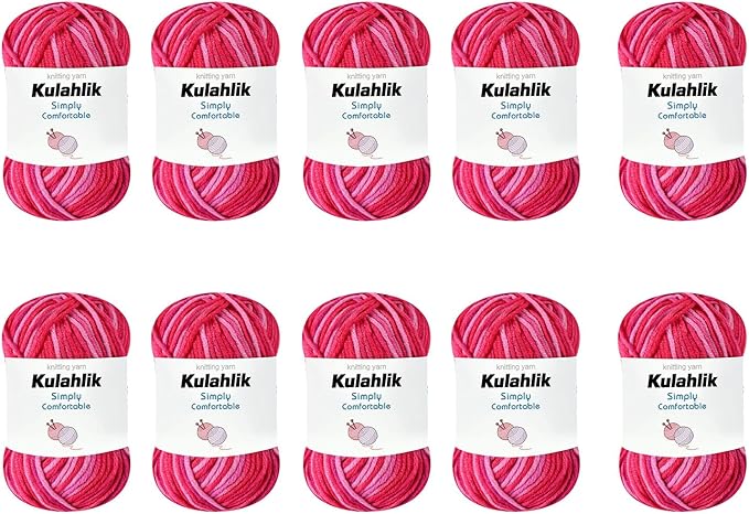 500g(10x50g) Acrylic Yarn for Crocheting and Knitting, Colorful Gradient Yarn Thread, 10 Rolls Skeins, Multicolor Hilo Acrílico, Perfect for DIY Crafts Project