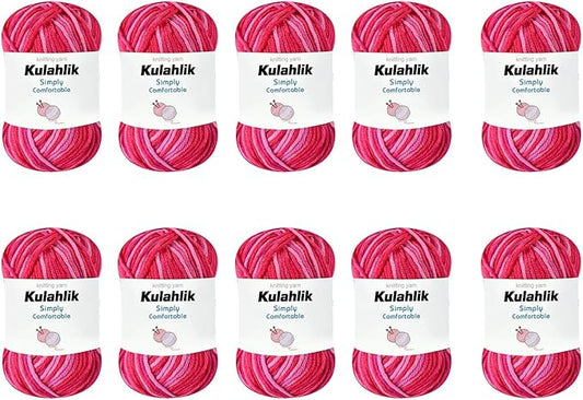 500g(10x50g) Acrylic Yarn for Crocheting and Knitting, Colorful Gradient Yarn Thread, 10 Rolls Skeins, Multicolor Hilo Acrílico, Perfect for DIY Crafts Project