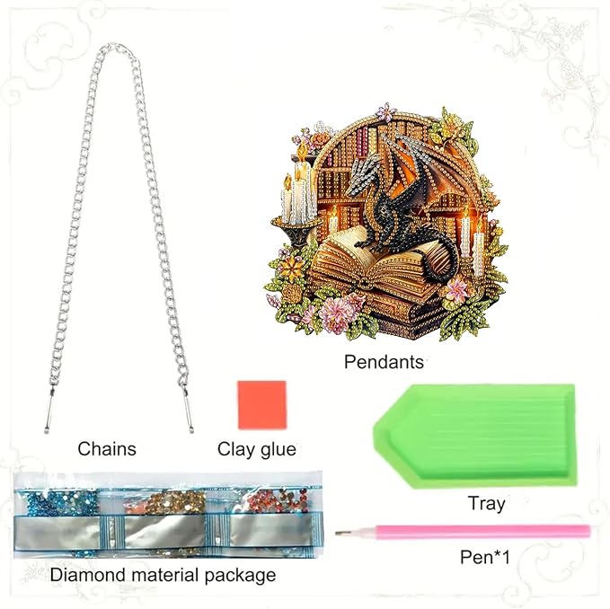 RYMILIE Diamond Art Hanging Kits for Adults,Dragon Special Shaped Diamond Painting,Double Sided 5D DIY Acrylic Diamond Art Painting Window Pendants Home Garden Wall Hanging Kits Dragon Ornament.