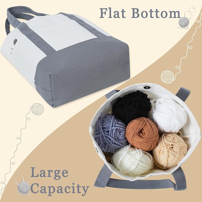 Yarn Bag, Canvas Tote Crochet Bag Organizer, Lightweight Yarn Storage Knitting Bags for Crocheting, Portable Travel Bags and Totes, Crochet Accessories, Knitting Kit Holder