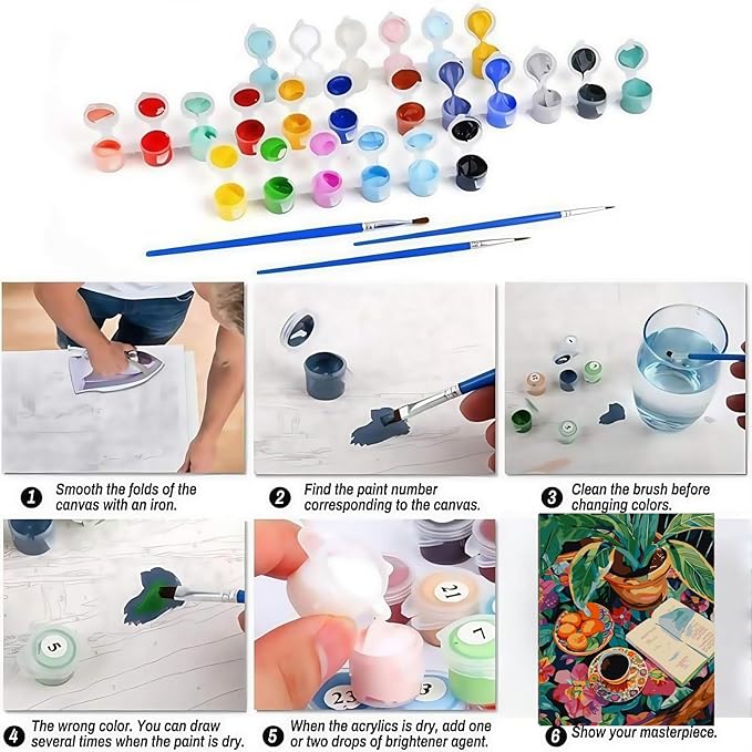 Plant Paint by Numbers Kit for Adults Beginners, Green Plants Adult Paint by Number Kits On Canvas, DIY Acrylic Oil Number Painting Kits for Beginners, Color by Number for Home Wall Decor 16x20Inch