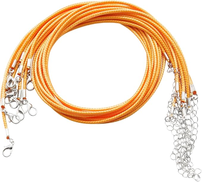 10 Pcs 2.0mm Leather Necklace Cords with Clasp,Waxed Cords,Necklace Ropes for Pendants and Jewelry Making(Yellow)