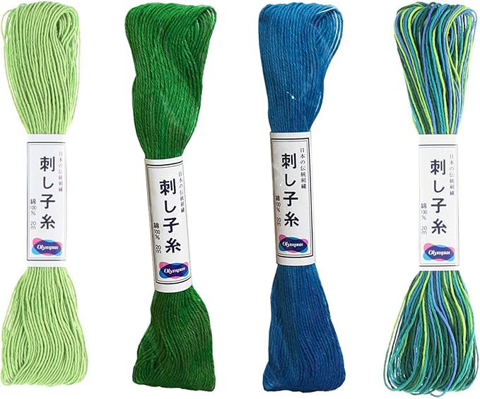 Olympus Sashiko Thread 20m Skein Color Bundles (Aruba: 77-06-26-27)