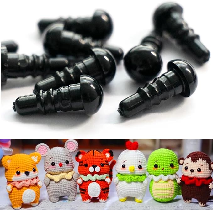 6mm Black Plastic Crafts Safety Eyes with Washers for Crochet Animals Amigurumi (6mm)
