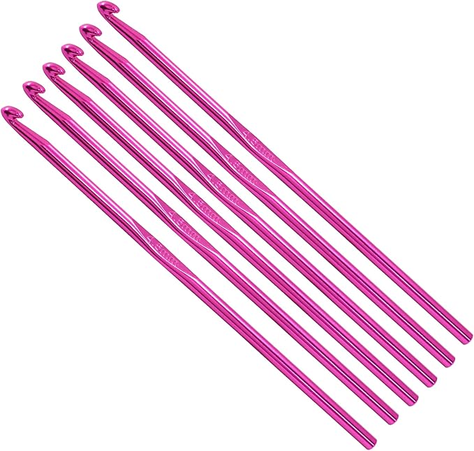 Auvotuis 6Pcs 4.5mm US Size 7 Aluminum Crochet Hook Knitting Needles for DIY Craft Yarn, Purple