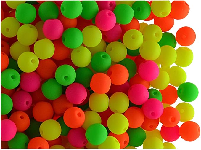 SCARA 600 pcs Czech Glass Round Beads 0.16 inches (4mm), Warm NEON (UV Active) Glass Beads for Jewelry and Bracelets Making, Beads for Bracelets, Bead kit Warm NEON Mix