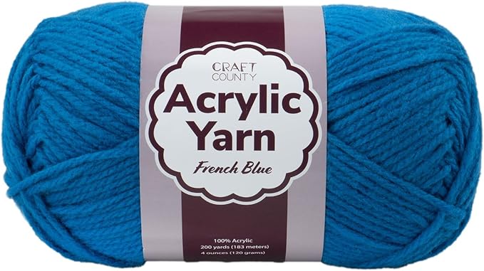 Craft County Medium 4 Acrylic Yarn – 200 Yards of Super Vibrant Yarn for Blankets, Scarves, Hats, & More!