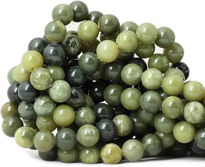 cheavian 35pcs 10mm natural canadian jade gemstone round loose beads stone beads for jewelry making diy 1 strand 15"