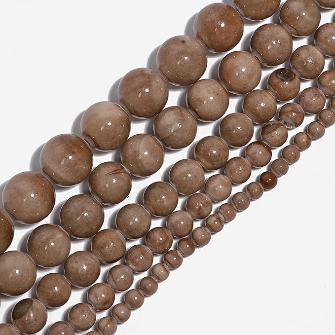 Stone Beads, 60pcs Brown Persian Agate, 6mm Round Loose Beads for Jewelry Making, Bracelets, with Bag, String & Card