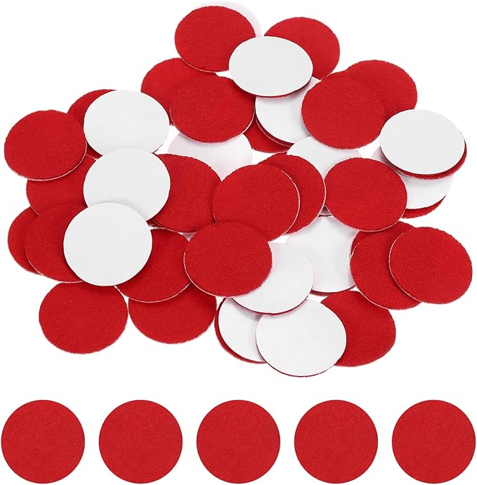 uxcell 100 Pcs Adhesive Felt Circles, 1.5" Round Non-Woven Felt Pads Stickers Dots Pre Cut for DIY Crafts Sewing Handcraft Costume Holiday Decoration, Red