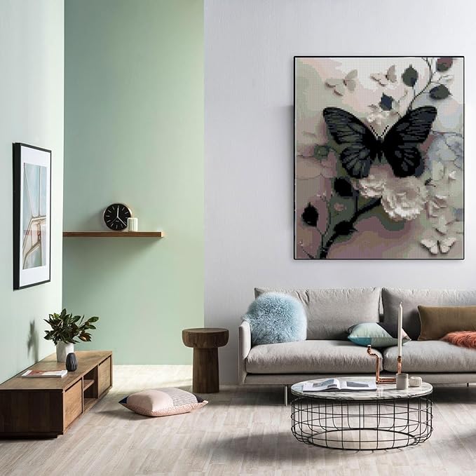 Butterfly Flower Stamped Cross Stitch Kits Flowers Cross Stitch Patterns,Dimensions Cross Stitch Kits Embroidery Kit Arts and Crafts for Beginners 15.7x11.8 inch