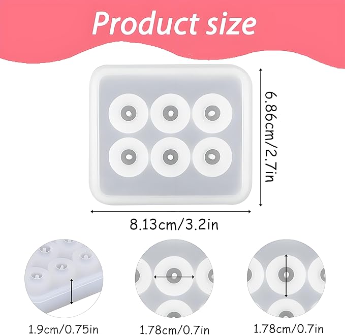 Silicone Resin Bead Molds Set, 2 Pack Round Ball Molds with Holes, DIY Jewelry Making Tools
