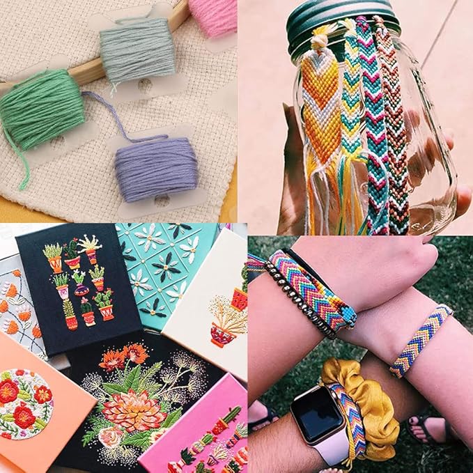660Pcs Friendship Bracelet String Kit with Storage Box, Embroidery Floss Kit Include 110 Colors Embroidery Thread, 500 Beads, 50 Cross Stitch Tools for Hand Embroidery Knitting Sewing Floss Bobbins