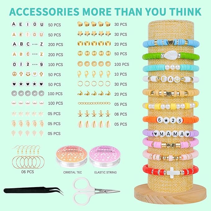 Friendship Bracelet Kit, 14,000pcs 48 Colors Bracelet Making Kit Clay Beads with Number Letter Bead Set Concert Merch Arts and Crafts Gifts for Kids Teen Girls Jewelry Making Supplies Bracelet Maker1