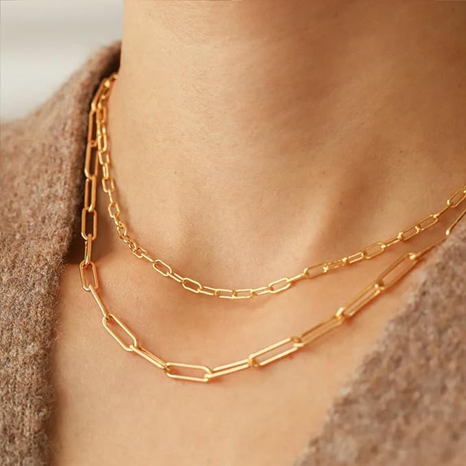 Jabogrii 10 Meters Gold Soldered Jewelry Making Chains Paperclip Brass Chain Bulk Necklace Bracelet DIY Craft Chain for Jewelry Making