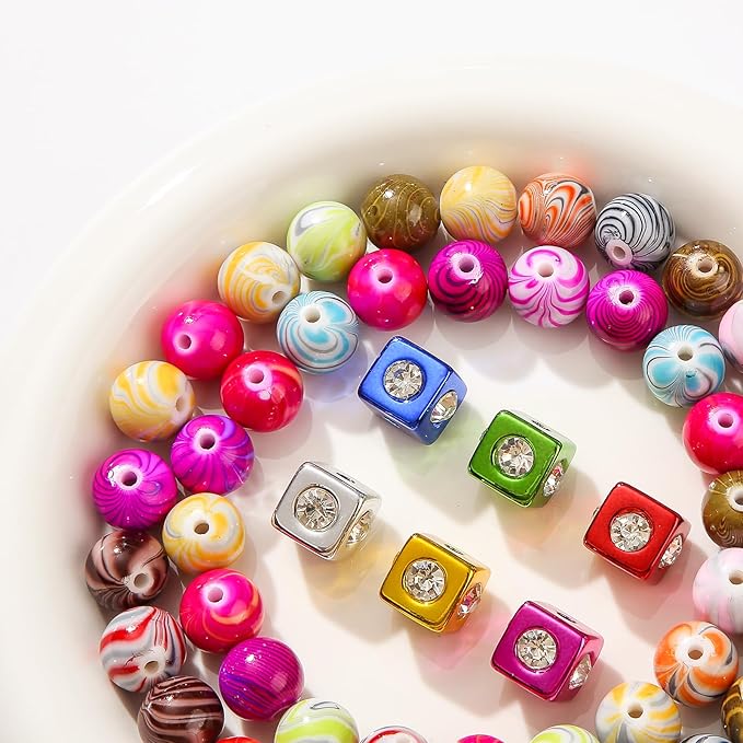 16mm Acrylic Beads,Chunk Bubblegum Beads,Beads for Pens,Cube Shine Beads,60pcs Jumbo Plastic Beads for Necklace Jewelry Bracelets DIY Crafts Making (Color line)