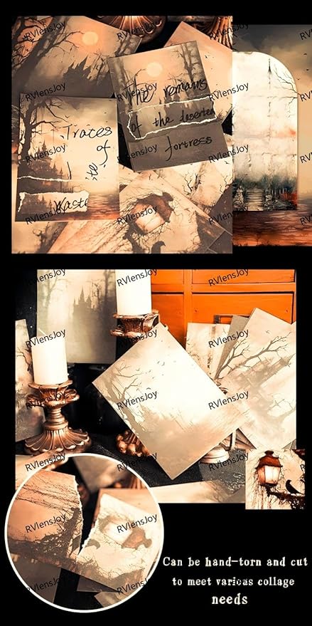 120 Sheets Gothic Scrapbook Paper for Scrapbook Kit, Vintage Ephemera for Junk Journals, Magic Decoupage Paper for Journaling Supplies, Dark Academia Wall Decor Room for Home Decor