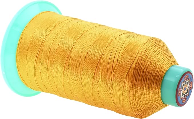 Mandala Crafts Size 92 280D T90 Bonded Nylon Thread - Gold 1100 YDs Tex 90 Heavy Duty Sewing Threads for Leather, Jeans, Weaving, Outdoor Marine Upholstery