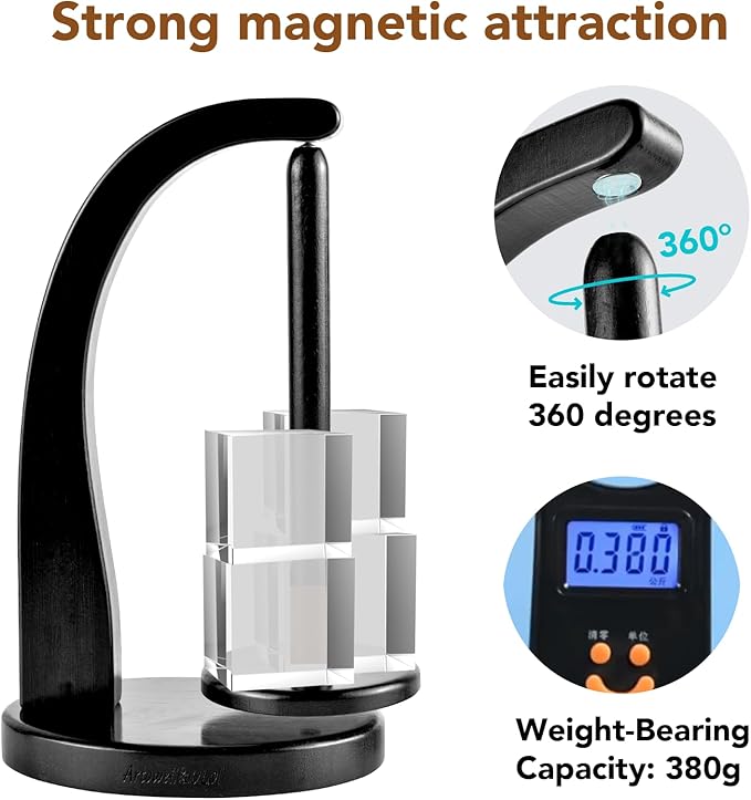 ULOI Crochet Yarn Holder - Upgrade with Crochet Accessories Storage Attachment, Magnetic Wooden Yarn Storage for Knitting Accessories, Perfect for Crocheting and Knitting Projects, Ebony Finish