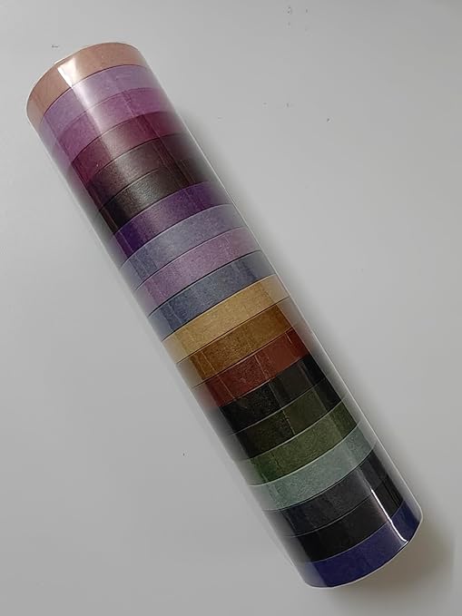 20 Rolls Washi Tape Set - Cool Tones Solid Colour Masking Tape, 197 Feet x 7.5mm Wide, for Journaling, Scrapbooking, Planners, Books & DIY Arts Crafts