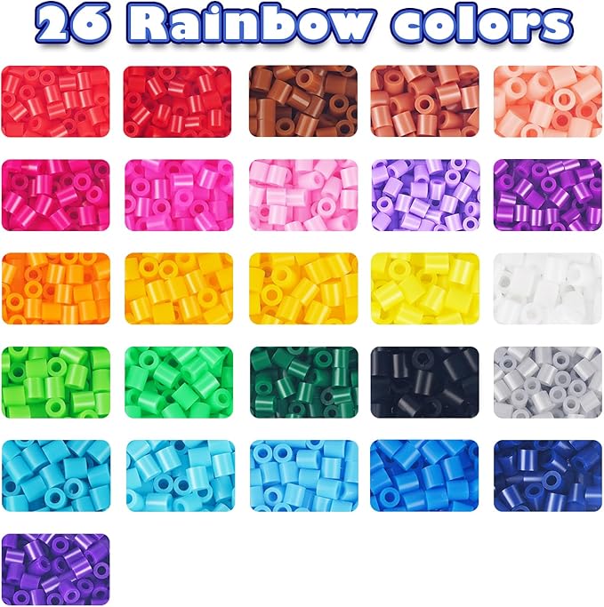 FUNZBO 21000 5mm Fuse Beads Kit - 26 Colors Individual Pack, Easter Homeschool Arts and Crafts Supplies for Kids, Toys Set, Art Decorations for Room, Toys Gifts for Girls and Boys Age 5+