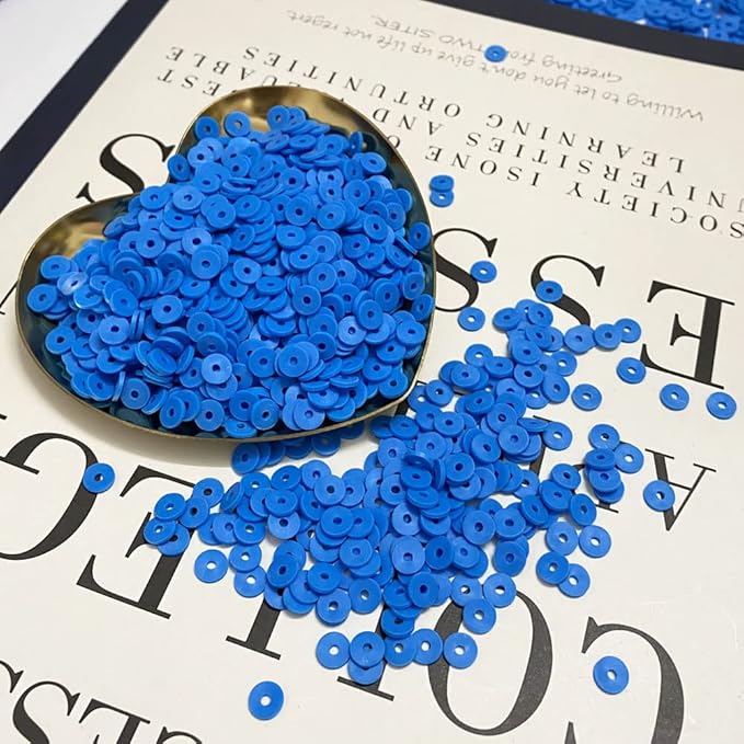 2000pcs Heishi Vinyl Beads Flat Round Polymer Clay Spacer Beads for Making Bracelet Necklace Earring Accessories DIY Handmade Craft(Blue, 6mm)