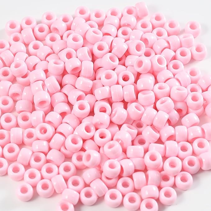 1000 Pcs Acrylic Pony Beads 6x9mm Bulk for Bracelet Necklace Jewelry Making Earring Hair Braiding Kandi Beads (Pink3)