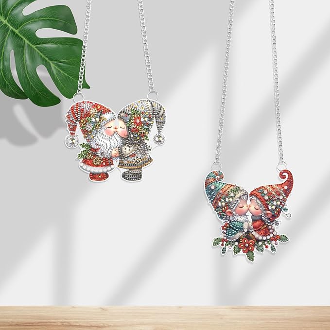 JISHSHAY 2 PCS Diamond Painting Pendant Gnome Dwarf Diamond Art Wind Chimes Special Shaped Crystal Crystal Suncatcher Diamond Art Ornaments Diamond Painting Hanging for Garden Wall Door Window Decor