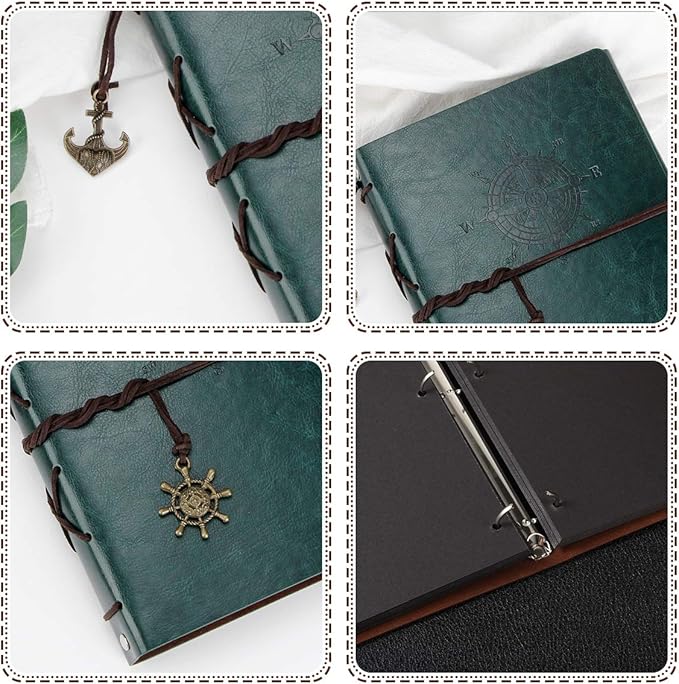 ThxMadam Leather Scrapbook Album 60 Pages Vintage Love Photo Album,8.7 * 7.1 Inch Scrapbook for Couples-DIY Memory Book,Birthday/Wedding Guest Book Gift for Anniversary Mother's Day