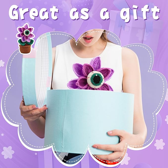 kgxulr Crochet Kit, Big-Eyed Knitting Kit for Beginner, Crochet Starter Kit for Complete Beginners Adults, Crocheting Knitting Kit with Step-by-Step Video Tutorials