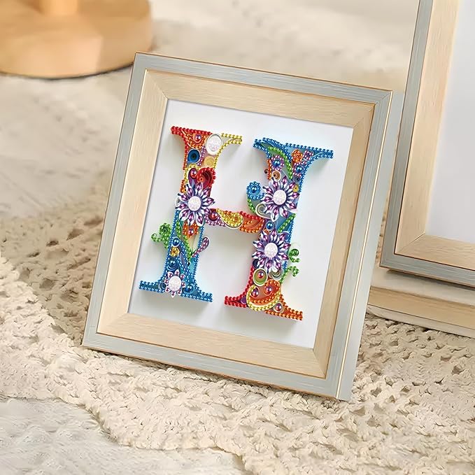 MVVMTOP Diamond Painting Kit, 5D DIY Letter H, Special Shape Crystal Artificial Diamond Art Partial Mosaic Handicraft for Beginners, Wall Decor Gift for Bedroom, Office, Living Room 6.7x6.7in