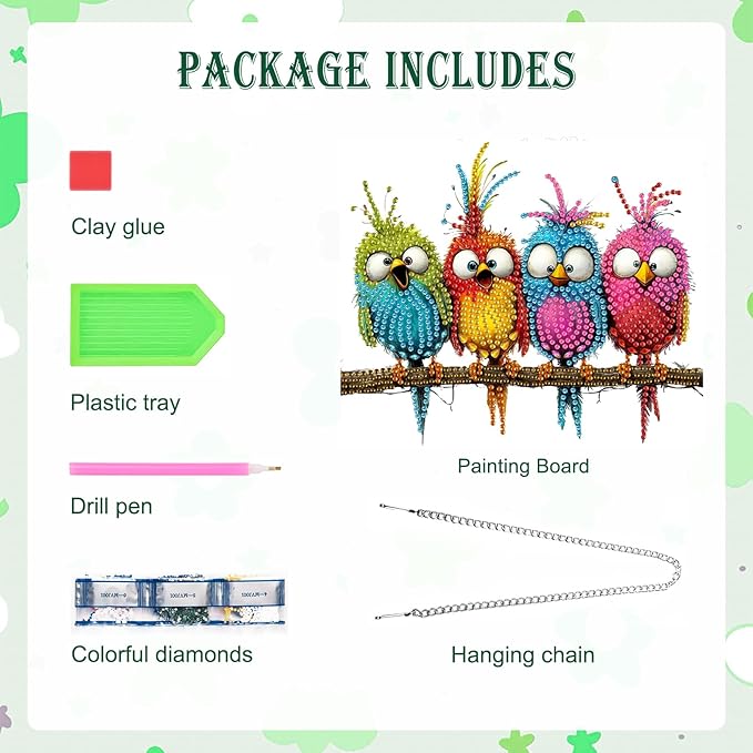 MAXBYE Diamonds Painting Kits for Adults, Diamond Art Painting Pendant Kits, 5D Diamonds Painting Hanging Ornament Bird, DIY Crystal Window Pendant Kit for Adults Gift Wall Home Decoration