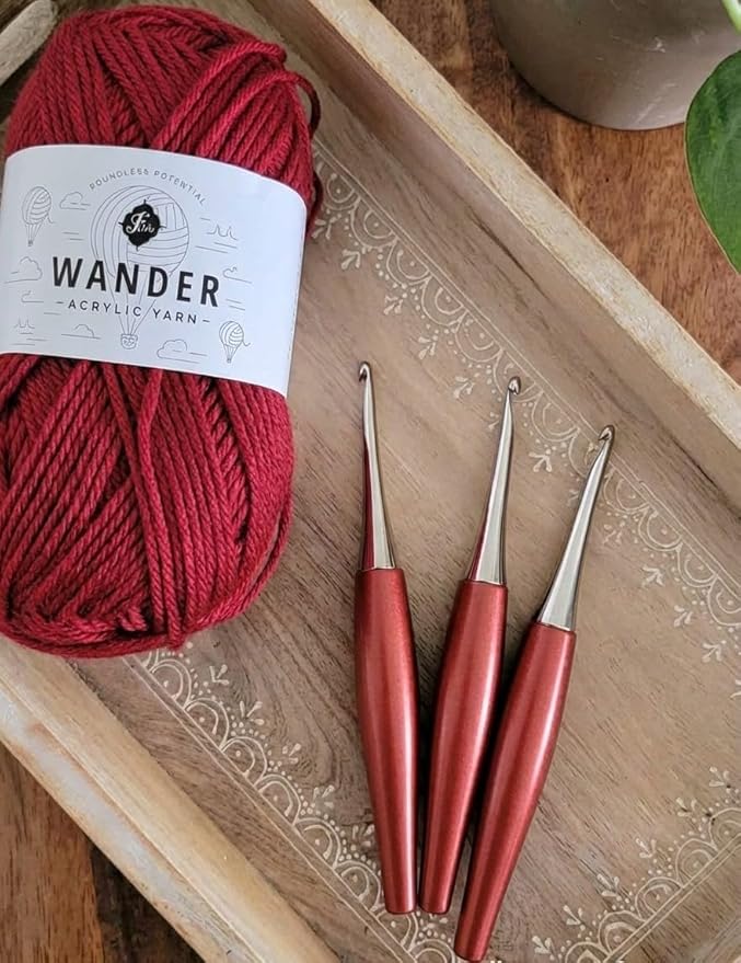 Furls Crochet Hook, Odyssey Red, Nickel Plated Tip for Effortless Glide, Ergonomic Handle Crochet Hooks 7" (Odyssey - Red, L - 7.00MM)
