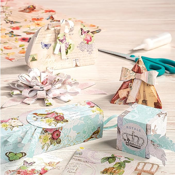 YASMEN Vintage Scrapbook Paper Pad, 12x12 Single-Sided Cardstock Paper Pads for Card Making, Journals, Planner, DIY Envelopes, Greeting Cards,Gift Card, Decorative Art Craft -24 Sheets