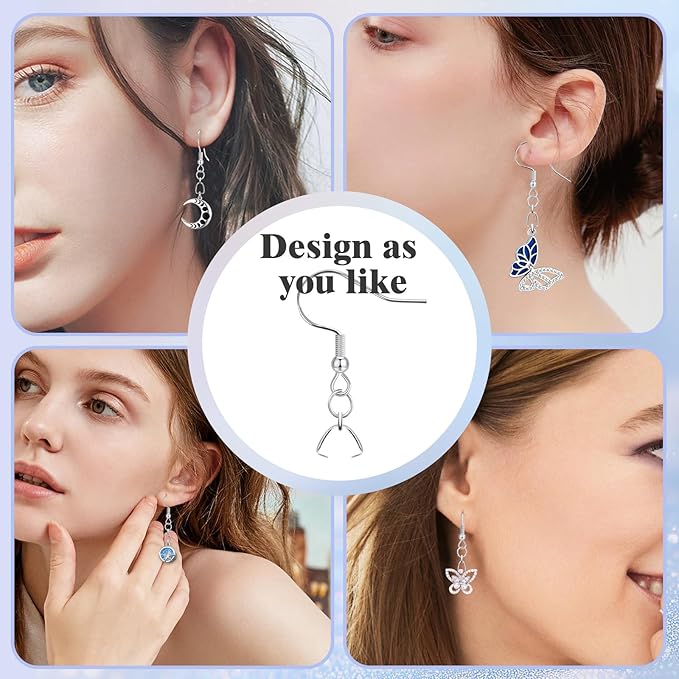 earring hooks 50pcs/25pairs, stainless steel ear wires fish hooks, hypo-allergenic jewelry findings parts for diy jewelry making