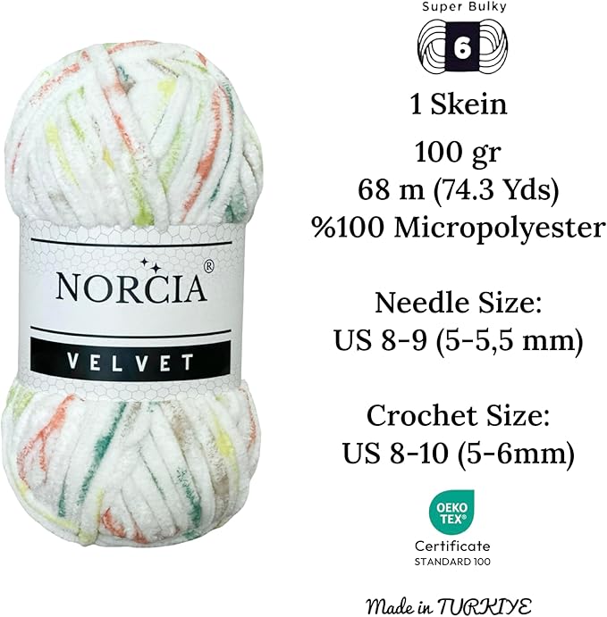 Soft Velvet Yarn Chenille Yarn for Crocheting Super Bulky (100g-3.50oz) (68m-74.3 yds) Baby Blanket Yarn for Knitting Amigurumi Yarn for Crochet Weaving Craft (Speckled Sunset, 1 Skein)