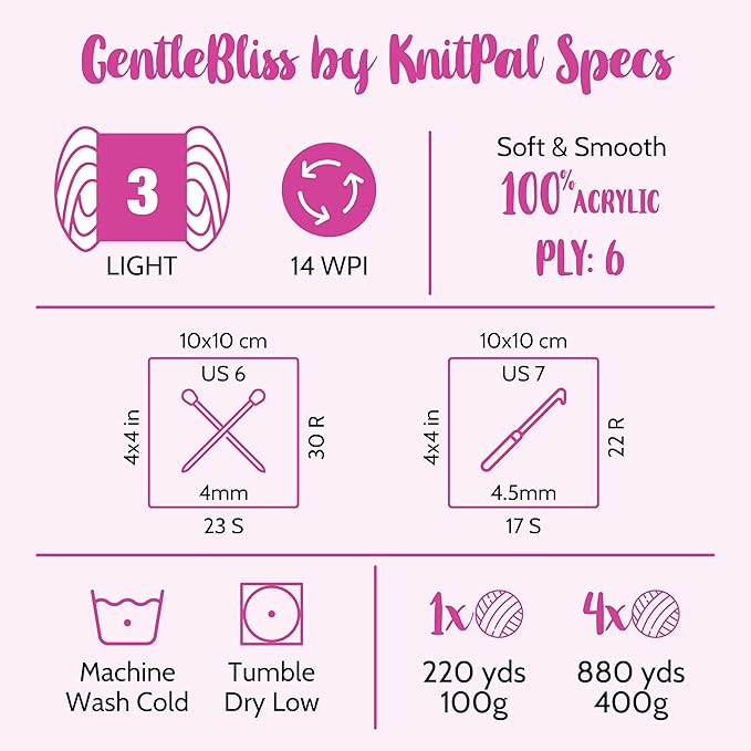 GentleBliss Soft Baby Yarn for Crocheting, 4 Skeins, 880Yds/400G, Free Patterns - Acrylic Baby Blanket Yarn for Knitting - Light Worsted 3 DK Weight - Royal Blue