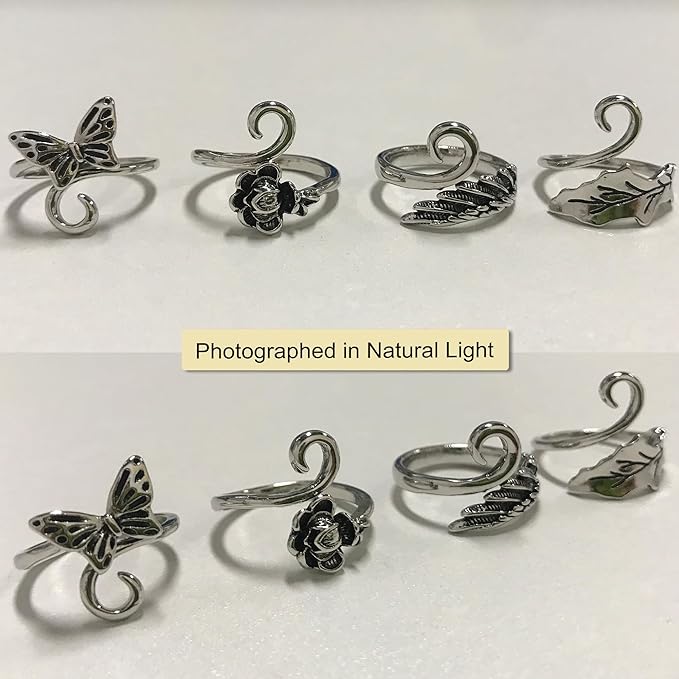4 Pieces Crochet Ring for Finger Adjustable Yarn Tension Rings for Crocheting Yarn Guide Knitting Rings Crochet Tools
