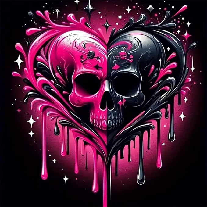 Meothan Diamond Art Kits for Adults, 5D DIY Heart Skull Diamond Painting Kits for Adults Beginners, Diamond Dots Kits Gem Arts Crafts for Living Room Bedroom Offices Home Wall Decor 12X12 Inch
