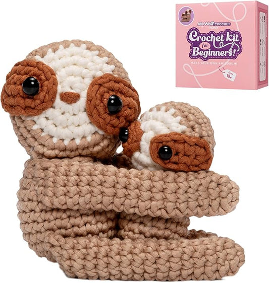Mewaii Crochet Kit for Beginners with 40% Extra Eco-Friendly Pre-Started Easy Yarn, Step-by-Step Video Tutorials for Adults and Kids (Highland Cattle)