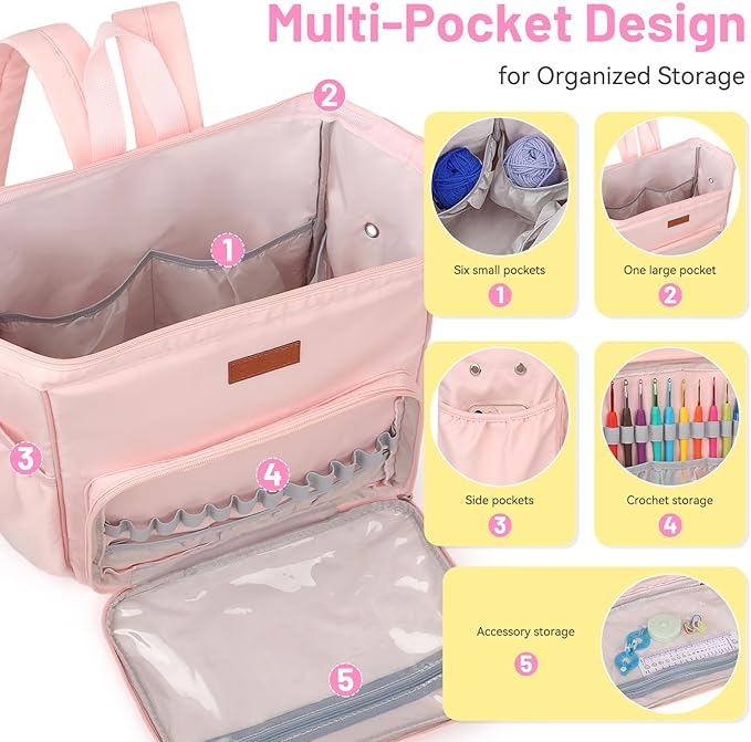 coopay traveling crochet kit for beginners adults, all in one crochet kit include knitting bag backpack crochet hooks crochet yarn for crocheting book crochet & knitting supplies, ideal crochet gift