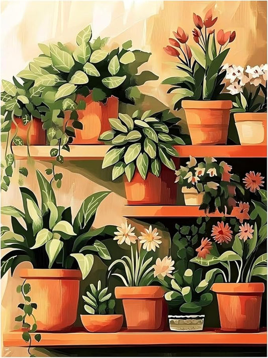 Plant Paint by Numbers for Adult, Paint by Numbers Kit for Adults Beginners, DIY Acrylic Painting on Canvas for Home Wall Art Decor 16x20 Inch