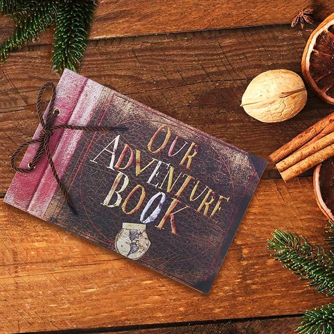 Our Adventure Book Handcrafted 11.92 x 7.62" Scrapbook, Color cover,Embossed Lettering, Inspired by 'Up', Ideal for Photos, Gift for Couples Anniversary, Weddings, Travelling, Birthday, Christmas