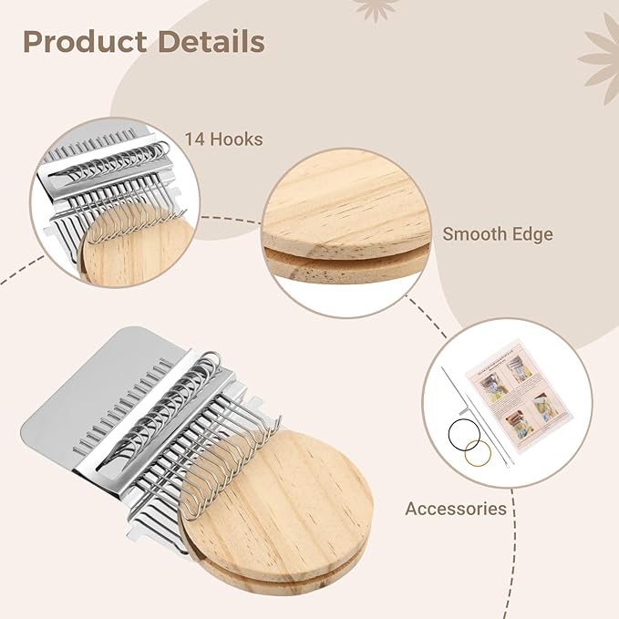 Varku Darning Egg Weaving Tool Set with Small Weaving Loom Kit, Darning Thread Set for Handcraft DIY, Egg-Shaped Patch Weaving Tool for Socks, 14-Hook Mini Speedweve Style Weaving Loom