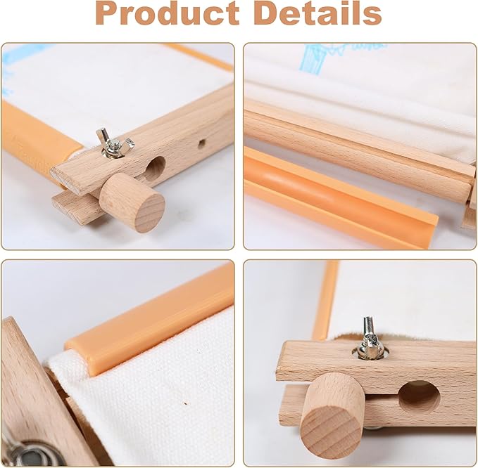 Small Beech Wood Tapestry Embroidery Frames, Scroll Stitching Holder for Cross Stitch, Needlepoint, Quilting & Sewing Projects