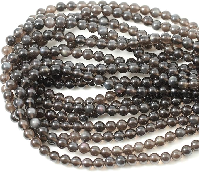 cheavian 45pcs 8mm natural ice obsidian gemstone round loose beads crystal energy stone healing power for diy jewelry making 1 strand 15"