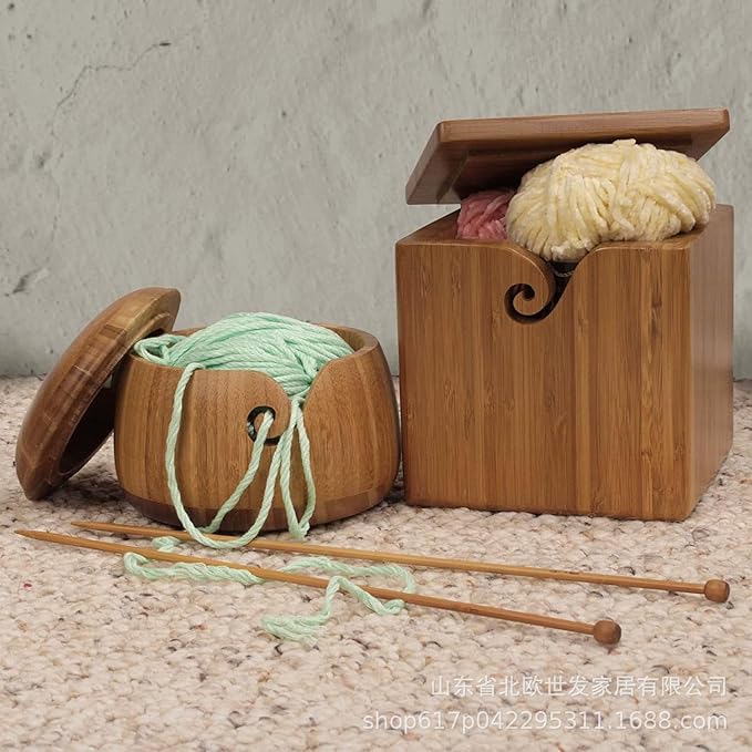 Bamboo Yarn Bowl and Crochet Hooks Set, 10 Pcs Long Crochet Hooks Tools Kit for DIY Wool Braid Craft, Toy, Hairpin Lace, Baby Socks, Shawl, Handmade Crochet Kit for Wife, Mum, Grandmother Gift